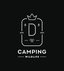 Letter D uppercase camping vector logo design template