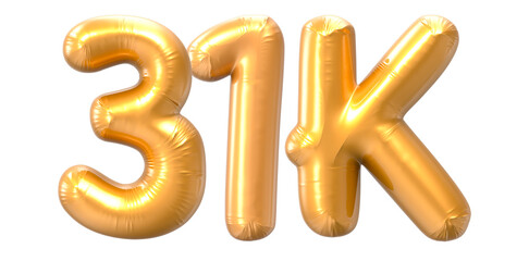 31K Number Gold 3D Rendering