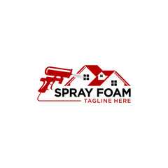 Insulation spray foam logo design, Construction foam gun logo template. pressure wash home logo template design - obrazy, fototapety, plakaty