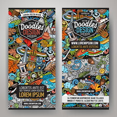 Obraz premium Cartoon vector doodle set of Canada banners templates