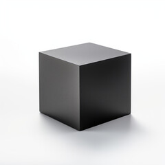 Solid black cube isolated on a white gradient background