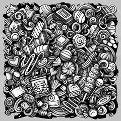 Sweet Candies cartoon vector doodle illustration.