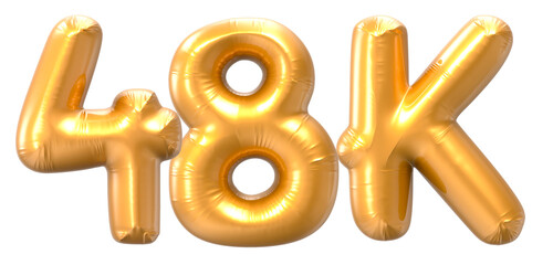 48K Number Gold 3D Rendering