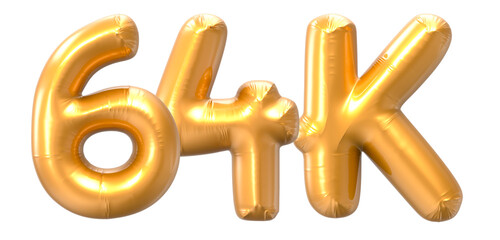64K Number Gold 3D Rendering