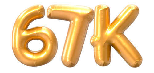 67K Number Gold 3D Rendering