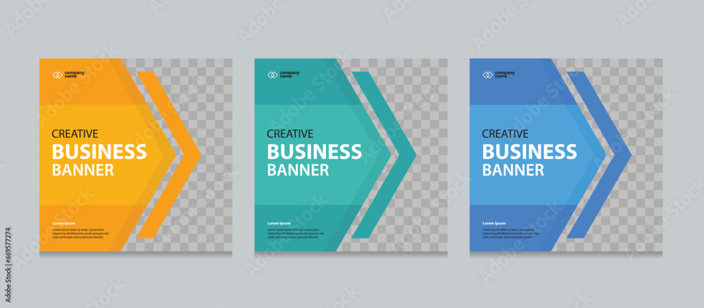 Poster set of editable square business web banner design template. suitable for social media post, instagra