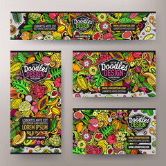 Cartoon doodle set of Tropical fruits corporate identity templates