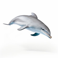 The image of a gliding dolphin, elegant design, highlighted on a white background.