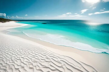 A pristine, untouched beach with white sands and turquoise waters, kissed by a gentle ocean breeze.