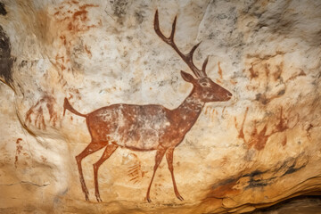 Naklejka na ściany i meble Cave drawing of a deer