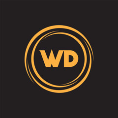 Obraz premium Gold WD alphabet letter logo design. WD logo design vector. Design for business and company identity