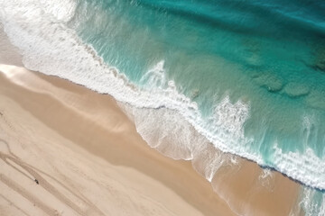 Aerial view of the beach and sea.