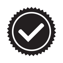 Yes round stamp icon. Seal with check mark icon. Symbol of approval. Approved icon.