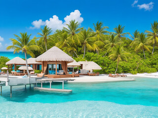 Escape to a world of luxury and relaxation, with a private island retreat featuring a stunning villa, white sandy beaches, and turquoise waters