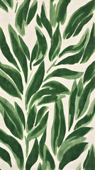Green leaves, hand-painted