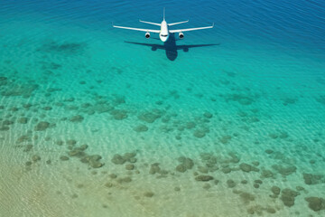 Naklejka premium airplane on the beach