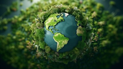 Obraz na płótnie Canvas A green globe with trees around it