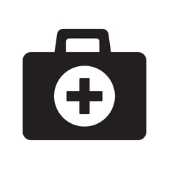Obraz premium First aid box icon. First aid kit, Medical care bag icon symbol. Vector illustration.