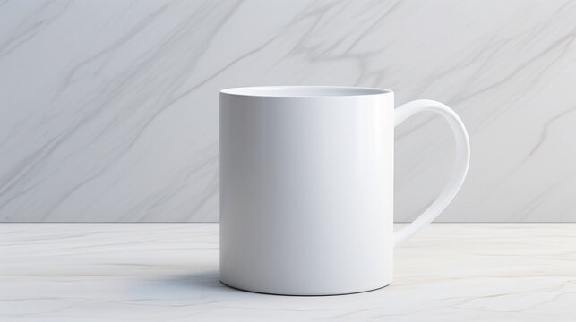 mockup, textless, white porcelain coffee mug, copy space, 16:9