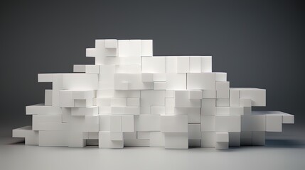 A stack of white blocks on a white background, AI generative