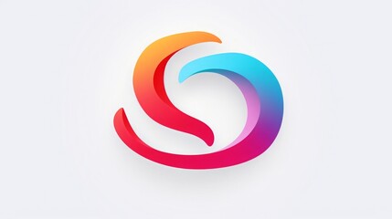 Fototapeta premium colorful minimalist logo white background letter “s”, copy space, 16:9