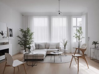 Fototapeta premium Chic Scandi Soiree: Dive into Luxury with This Glamorous New Year's Eve Bash Ready Apartment!