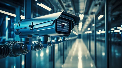 Fototapeten Illustration of a video surveillance camera. Monitoring, security, protection, safety. Wallpaper, background.  © Oksana Tryndiak