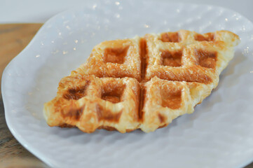 croffle or waffle or croissant , French croissant or French bread