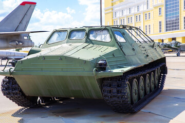 All-terrain vehicle on track, caterpillar truk, tracked transport snow swamp vehicle