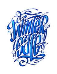 Winter sale web banner with calligraphy lettering design