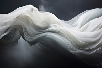White Silk and Smoke on a Dark Background