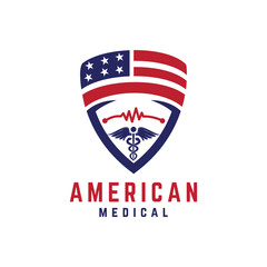 American Medical logo design concept for healthcare service