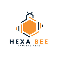 Bee Logo Hexagon shape Technology logo concept