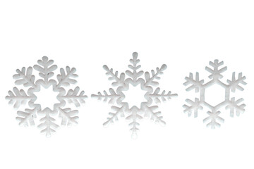 Set with snowflakes isolated on white background. 3d render