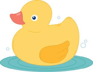 Colorful illustrations of rubber duck. Vector children's toy for bath