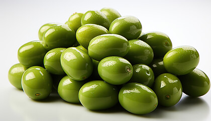 green olives on white background - commercial photography