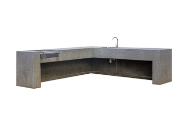stone counter with a grill and a sink