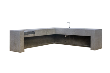 stone counter with a grill and a sink