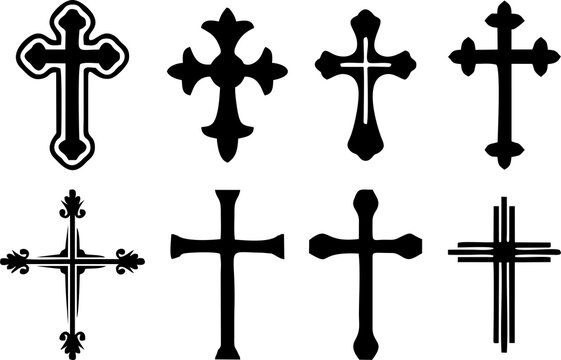 Christianity cross icons set. High HD resolution illustration for Seasonal greeting designing. Cross as Spirituality symbol. 