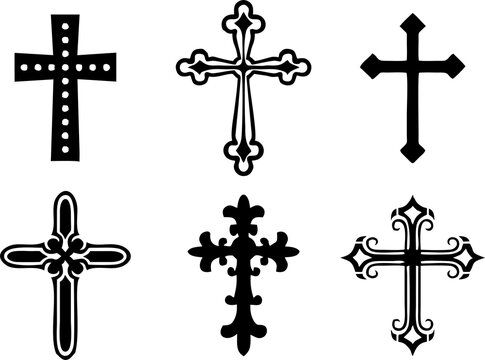 Christian cross icons set. High HD resolution illustration for Seasonal greeting designing. Spirituality symbol. 