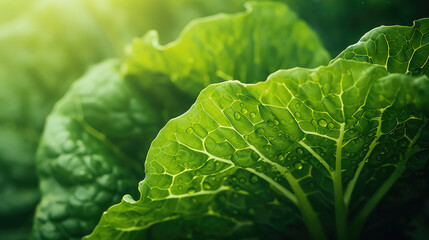 Cabbage leaf green wallpaper close photo  - obrazy, fototapety, plakaty