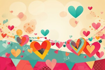 Colorful Valentine's Day banner card. Generative AI