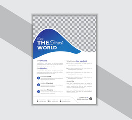 Business flyer template in A4 size, innovative leaflet design, and green hue.