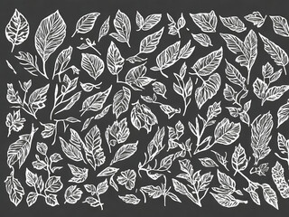Vector hand drawn cosmetic herbs set. Vintage trendy botanical elements. Hand drawn line leaves branches and blooming. Vector trendy
