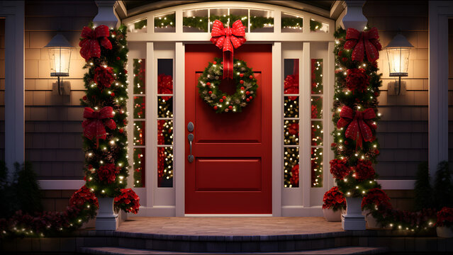 christmas wreath on the door house