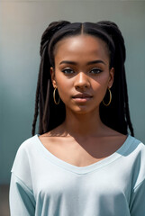 Portrait of black long haired lovely sexy woman.Digital creative designer fashion glamour art.