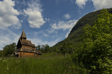 Urnes Stave Church, traditional Scandinavian wooden architecture,  Sogn og Fjordane, Norway
