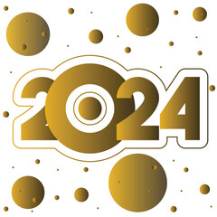 Happy New Year 2024 Golden colors. With unique and luxurious numbers, background design 