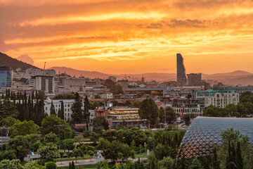 Sunset in Tbilisi, Georgia - obrazy, fototapety, plakaty