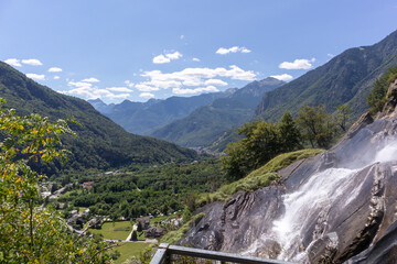 The beautiful Acquafraggia waterfall in Lombardy, Italy.